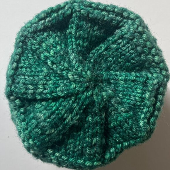 Hand Knit Toddler Emerald Green Hat - Picture 2 of 3